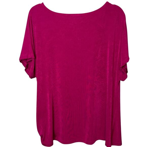 Chico's Travelers Women's Fuchsia Top Knot Hem XL Wrinkle Free Liquid Knit - Picture 2 of 6